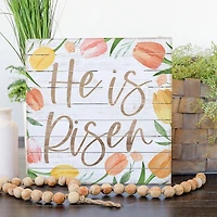 He is Risen Tulips Wood Pallet Art Print