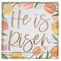 He is Risen Tulips Wood Pallet Art Print