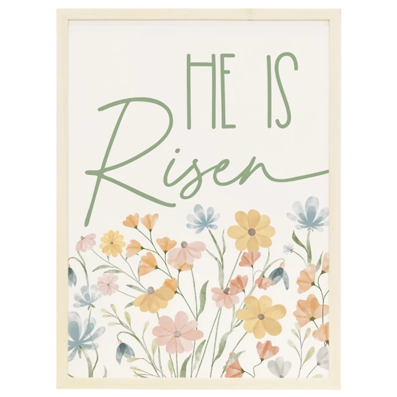 He is Risen Floral Framed Art Print