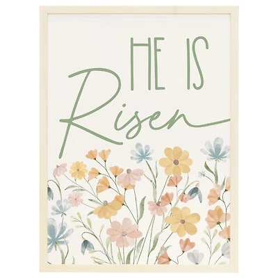 He is Risen Floral Framed Art Print