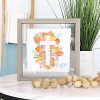 Hope Tulip Cross Framed Art Print