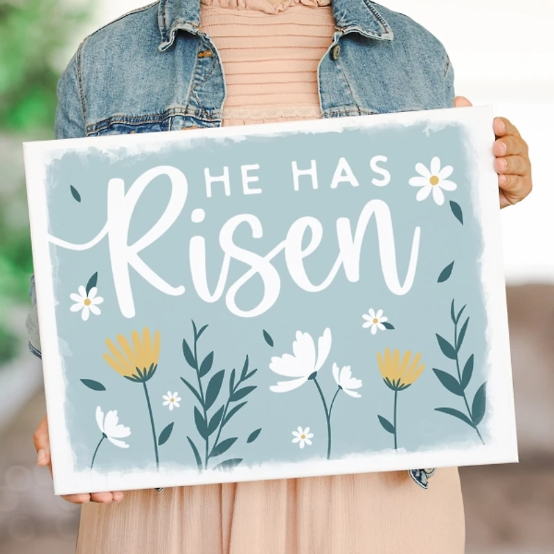 Blue He is Risen Canvas Art Print