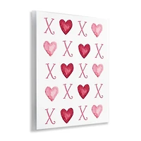 Pink XOXO Hearts Canvas Art Print, 11x14