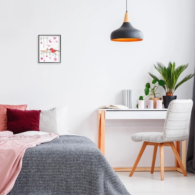 Be Mine Cardinals Framed Canvas Art Print