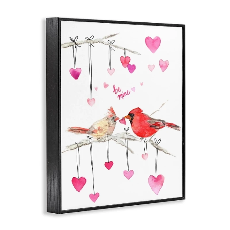 Be Mine Cardinals Framed Canvas Art Print