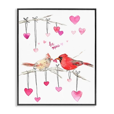 Be Mine Cardinals Framed Canvas Art Print