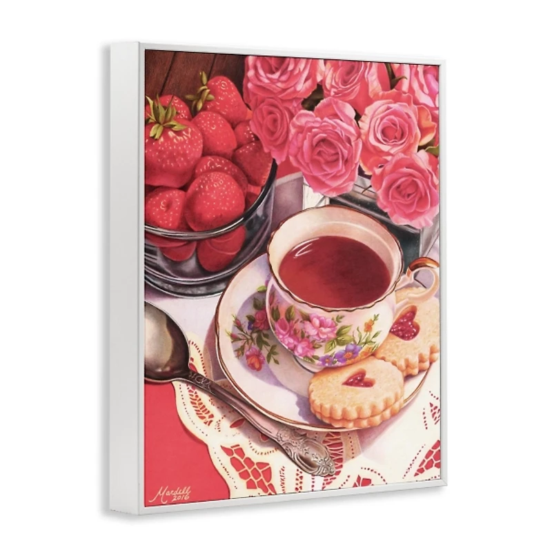 Valentines Day Tea Framed Canvas Art Print