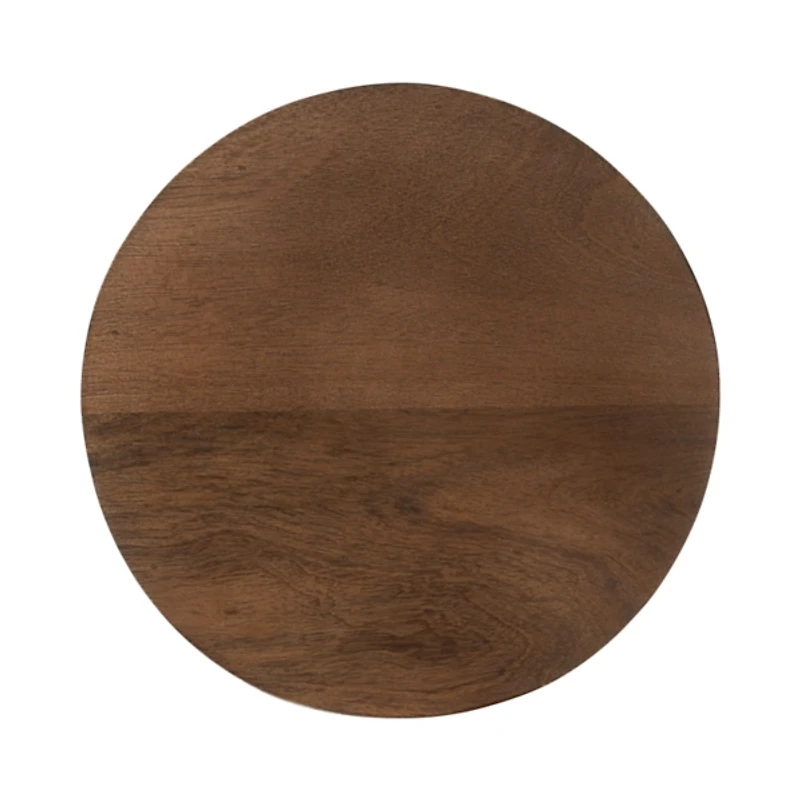 Brown Round Ribbed Reid Accent Table