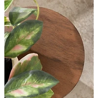 Brown Round Ribbed Reid Accent Table