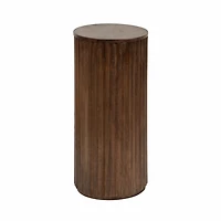 Brown Round Ribbed Reid Accent Table