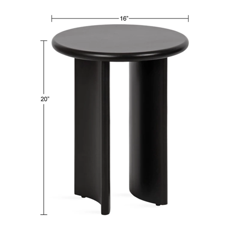 Black Round Ellie Wood Accent Table