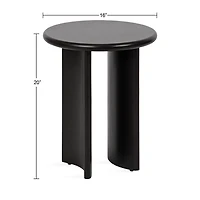 Black Round Ellie Wood Accent Table