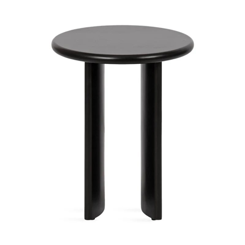 Black Round Ellie Wood Accent Table