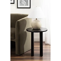 Black Round Ellie Wood Accent Table
