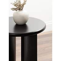 Black Round Ellie Wood Accent Table