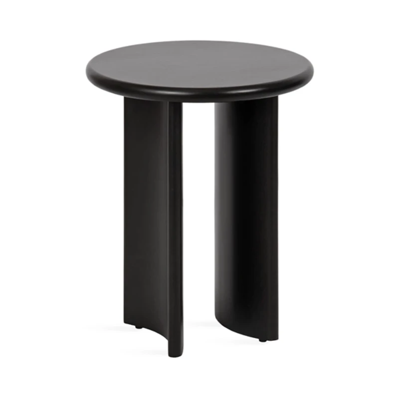 Black Round Ellie Wood Accent Table