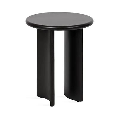 Black Round Ellie Wood Accent Table