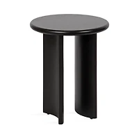 Black Round Ellie Wood Accent Table