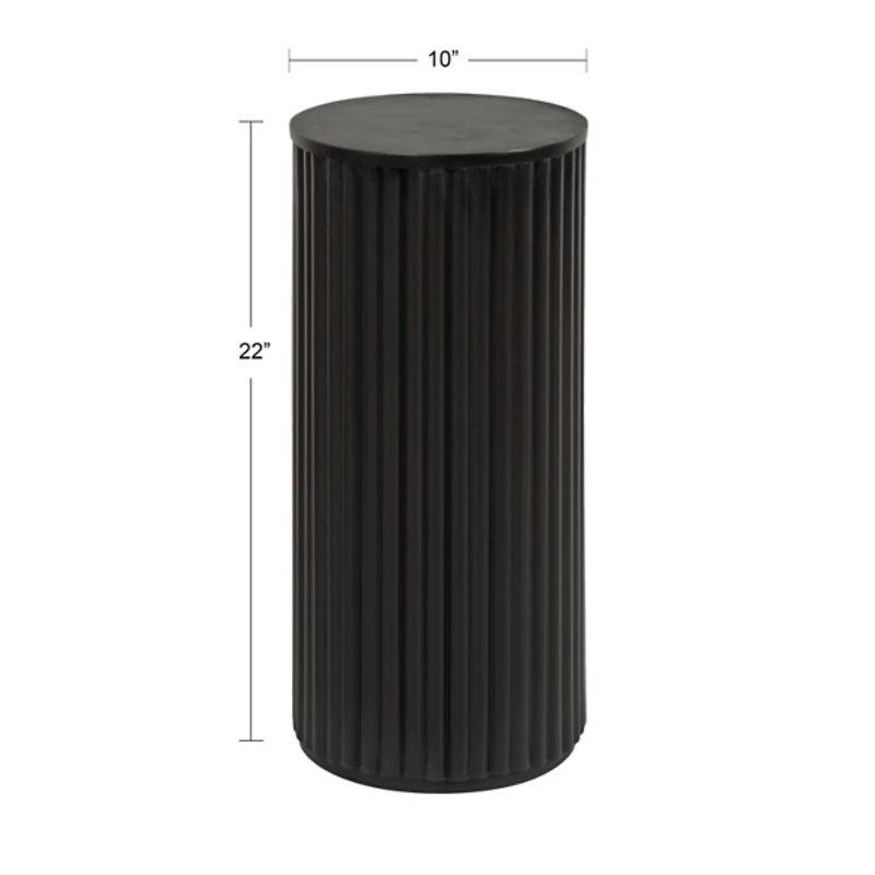 Black Round Ribbed Reid Accent Table
