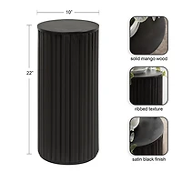 Black Round Ribbed Reid Accent Table
