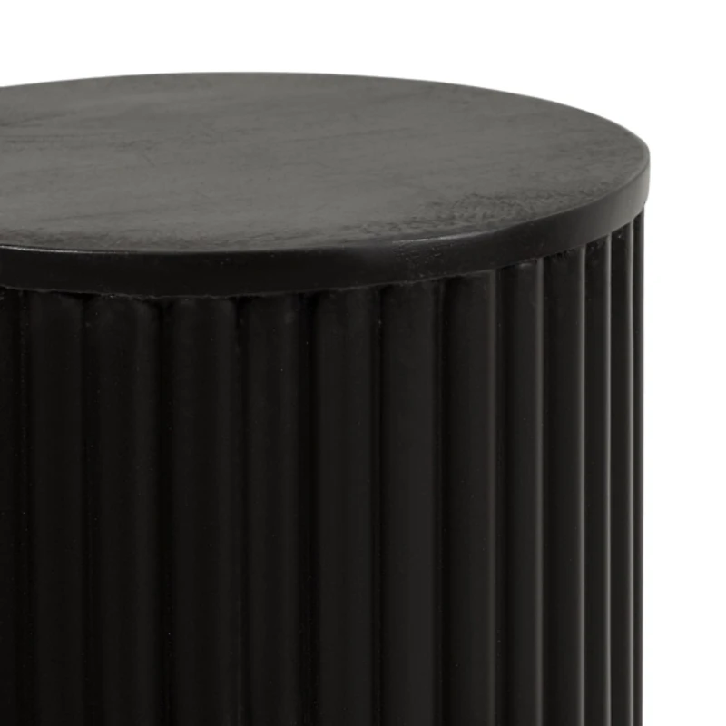 Black Round Ribbed Reid Accent Table