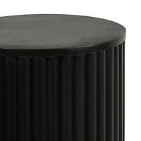 Black Round Ribbed Reid Accent Table