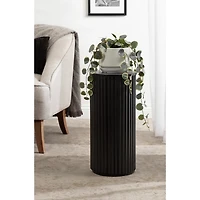Black Round Ribbed Reid Accent Table