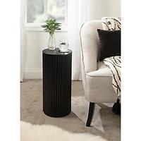 Black Round Ribbed Reid Accent Table