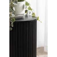 Black Round Ribbed Reid Accent Table