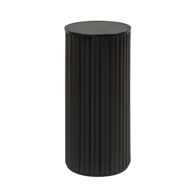 Black Round Ribbed Reid Accent Table