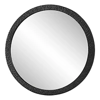 Black Textured Round Frame Wall Mirror