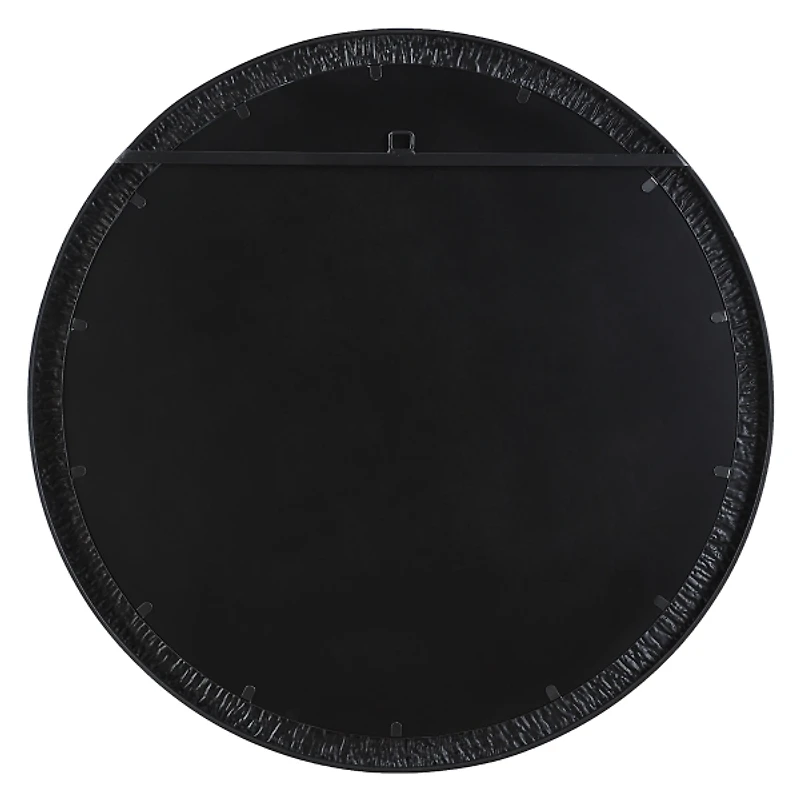 Black Textured Round Frame Wall Mirror