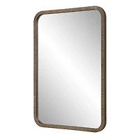 Gold Textured Rectangular Frame Wall Mirror