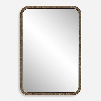 Gold Textured Rectangular Frame Wall Mirror