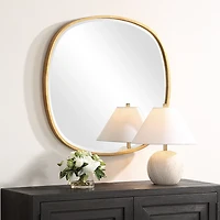 Gold Round Frame Beveled Wall Mirror