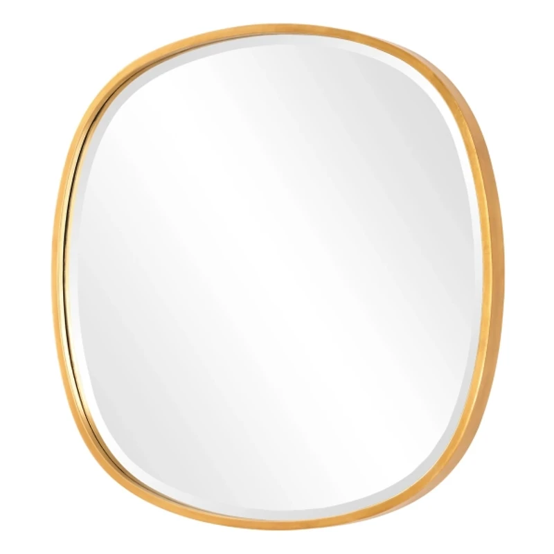Gold Round Frame Beveled Wall Mirror