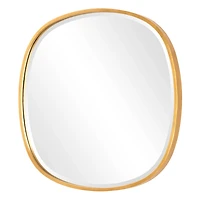 Gold Round Frame Beveled Wall Mirror