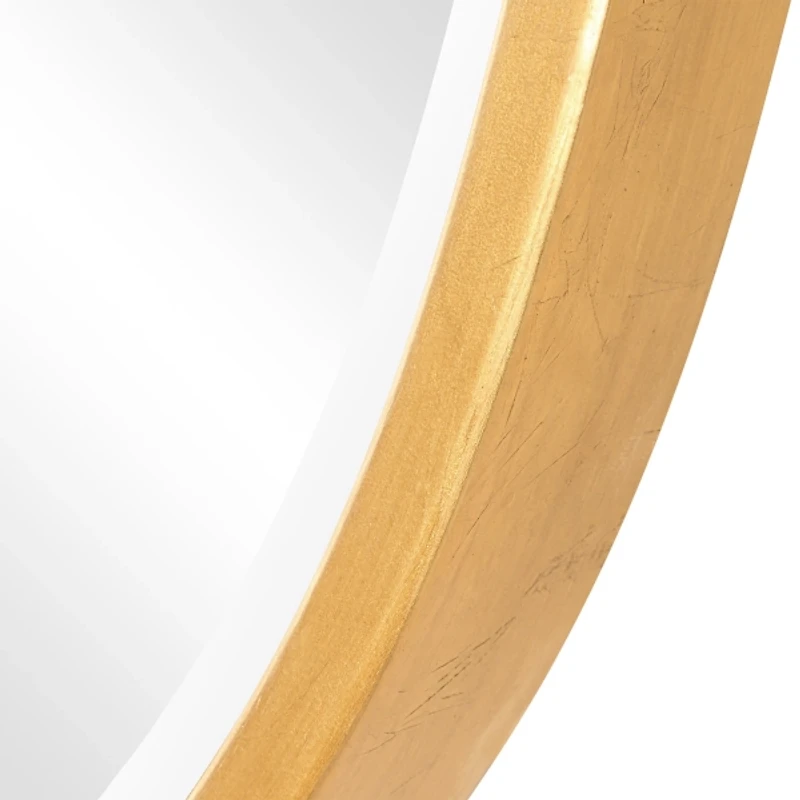 Gold Round Frame Beveled Wall Mirror