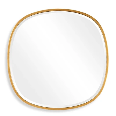 Gold Round Frame Beveled Wall Mirror