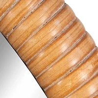 Natural Rattan Round Frame Beveled Wall Mirror