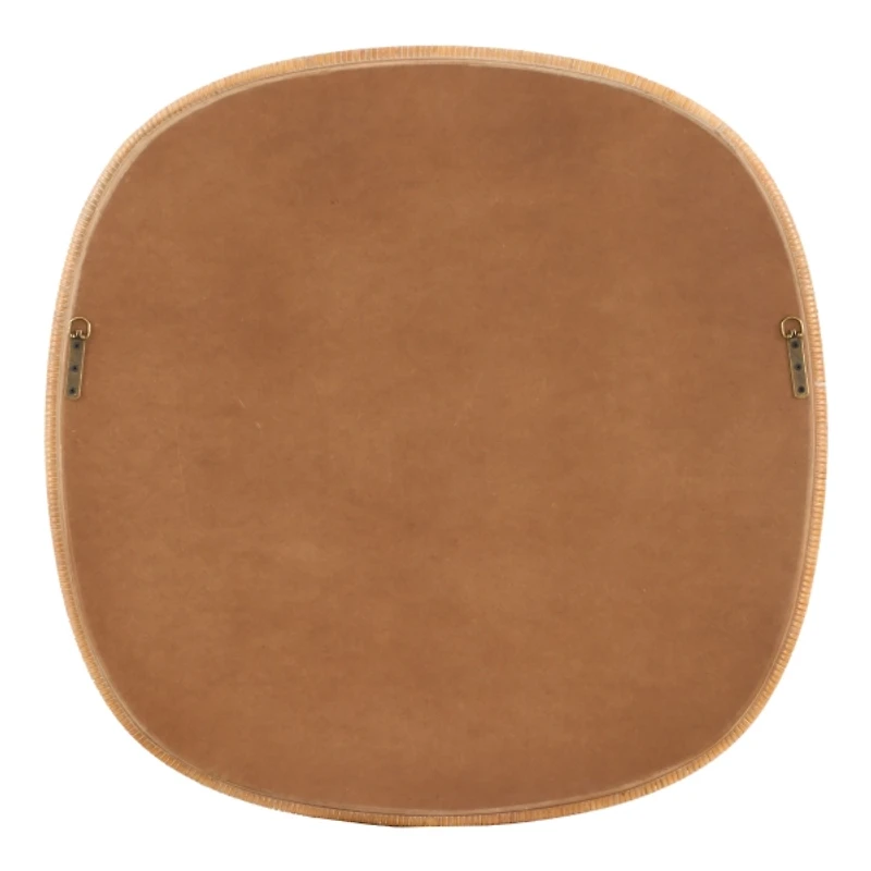 Natural Rattan Round Frame Beveled Wall Mirror