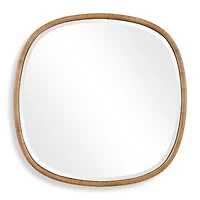 Natural Rattan Round Frame Beveled Wall Mirror