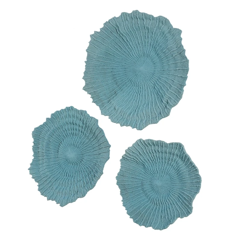Ocean Blue Coral Wall Plaques, Set of 3