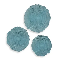Ocean Blue Coral Wall Plaques, Set of 3