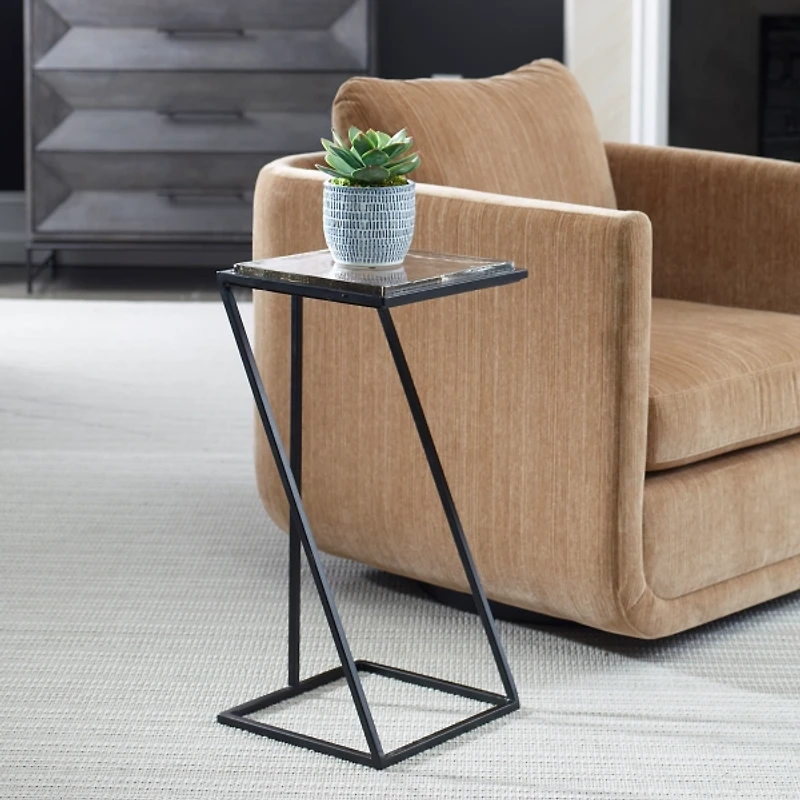 Black Metal Angled Frame Accent Table