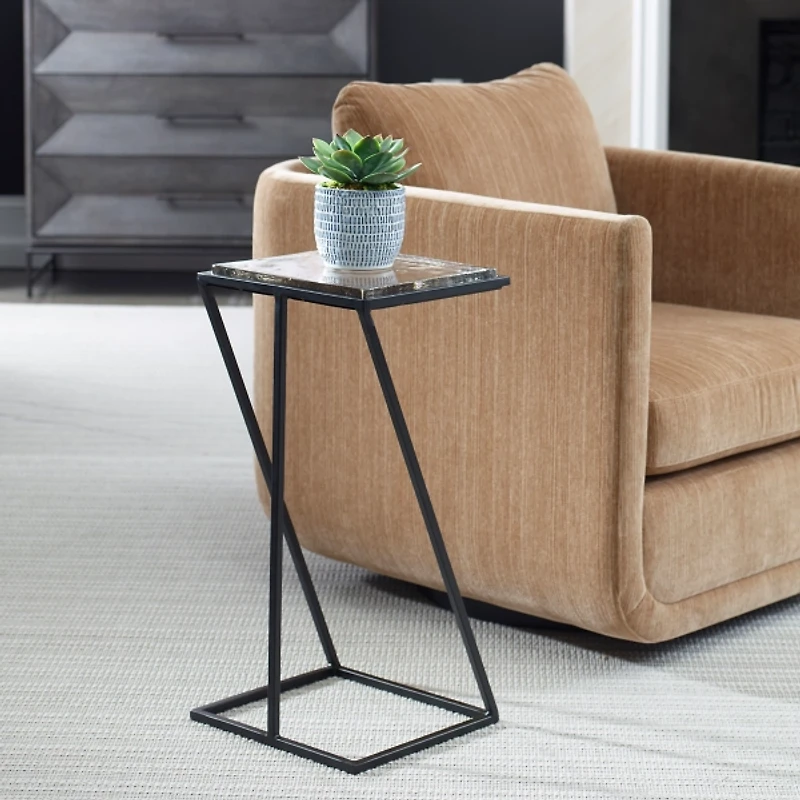 Black Metal Angled Frame Accent Table
