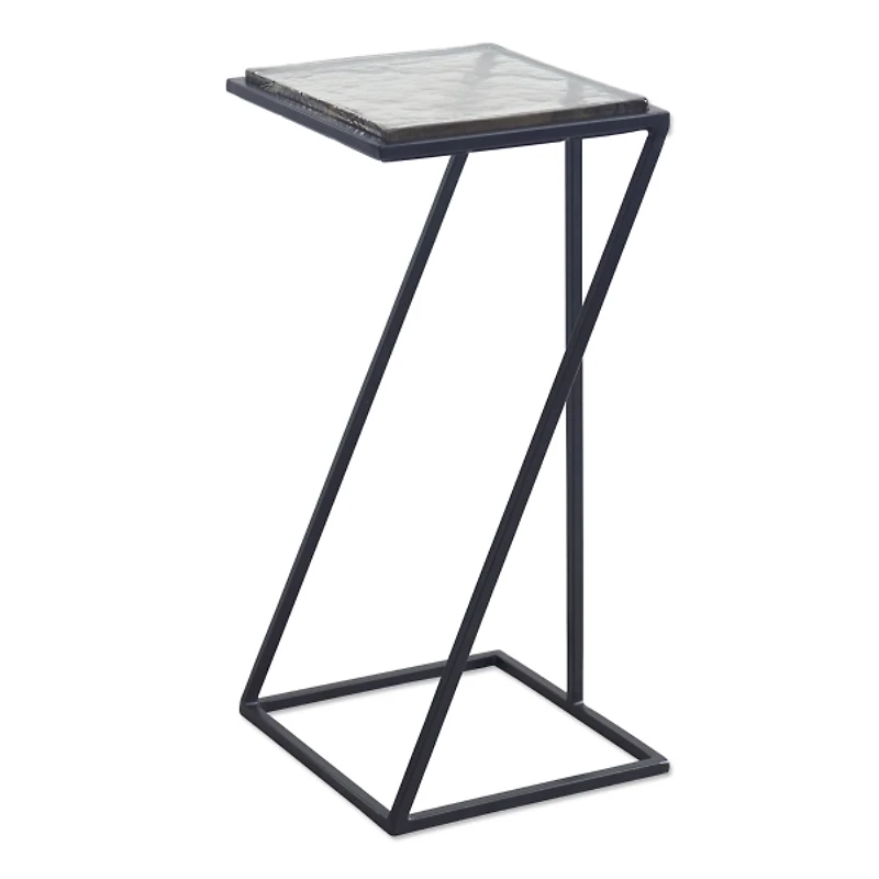 Black Metal Angled Frame Accent Table