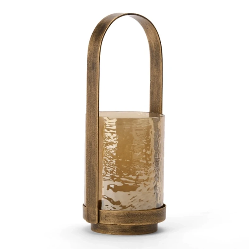 Camilla Antique Gold Glass Lantern