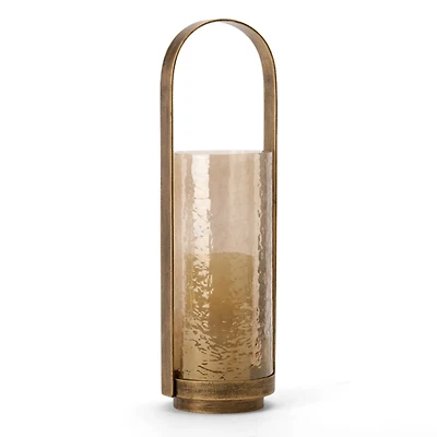 Camilla Antique Gold Glass Lantern, 16.5 in.
