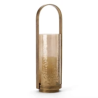Camilla Antique Gold Glass Lantern, 16.5 in.